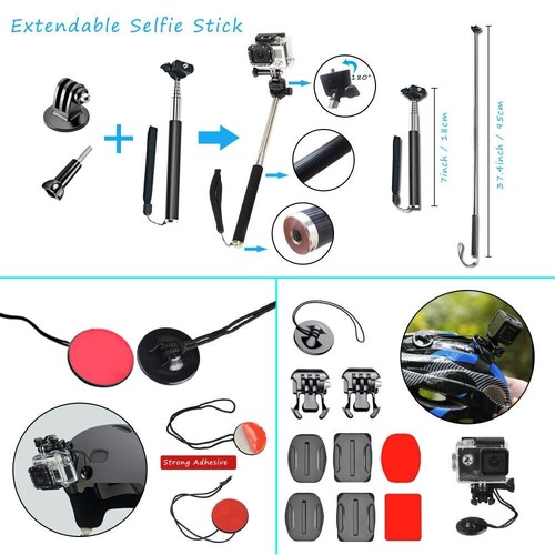 50 IN-1 Action Kamera Zubehör Brustgurt Set Für GoPro Hero Sport Cam Zubehör Kit - Bild 6 von 11