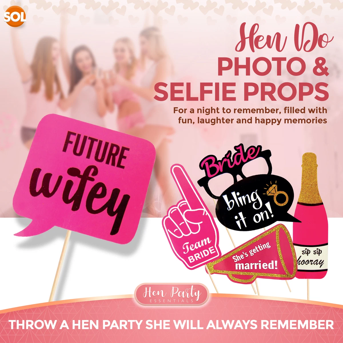 30pk Hen Party Props Selfie Photo Booth Night Games Wedding Bride