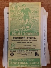62/63 Poole Town Vs Merthyr Programme 