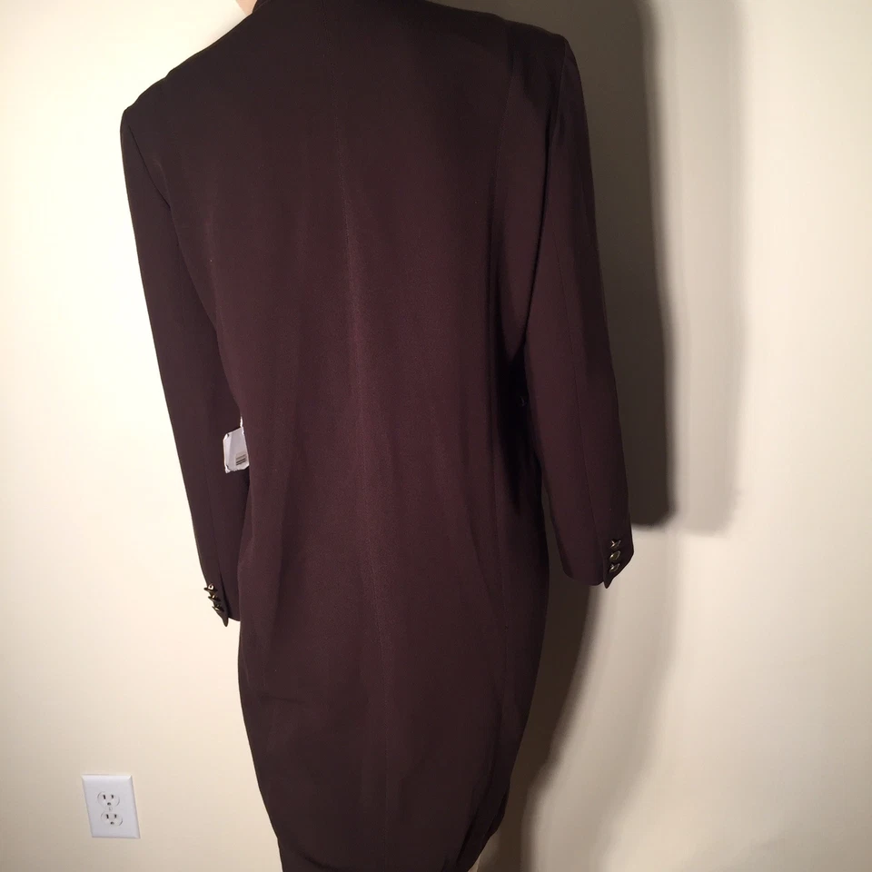 Emanuel By Emanuel Ungaro Size 2 Designer Buttons Brown Coat Dress - Image 2 of 4