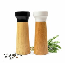 Sel & Et Moulin à Poivre Set Bois D'Acacia Broyeur en Céramique Épices