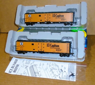 : Athearn HO ... (2) ''A.T. & S.F.  El Capitan 50' Early Map Ice Bunker Reefers''