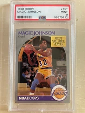 1990 Hoops Basketball  #157 Magic Johnson PSA 9 New Label MVP