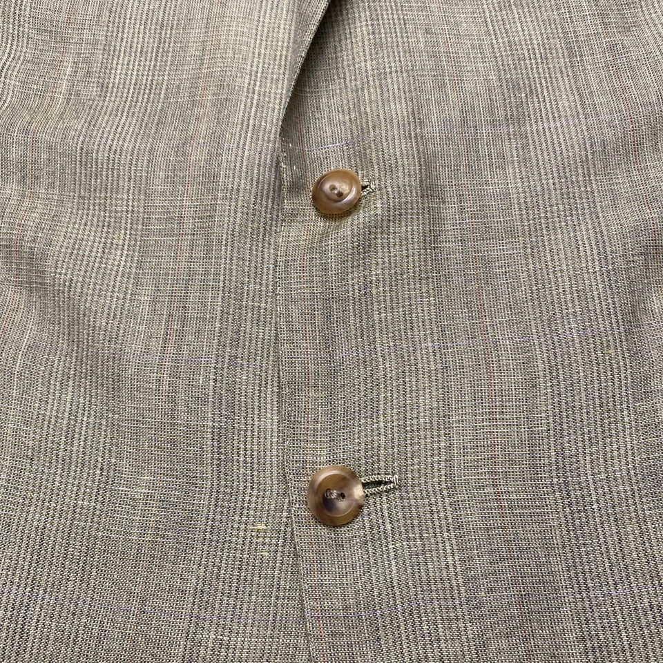 Blazer De Colección OXXFORD ROPA Seda Lana Lino Para Hombre Talla 40L Verde Salvia Glen Cuadros Foto 4 de 4