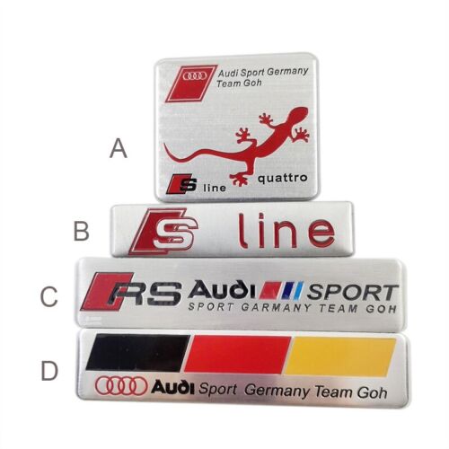 1 Stück Car Abzeichen Schriftzug Chrom Aufkleber Badge Für Audi RS QUATTRO SPORT - Bild 1 von 10