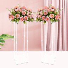 2X Transparent Acrylic Flower Stand Pedestal Party Wedding Backdrop Decor 100cm
