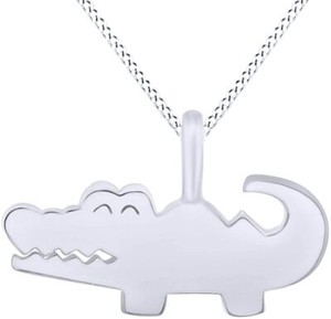 Authentic Silhouette Animal Love Charm Pendant Necklace in 14k White Gold Plated Silver