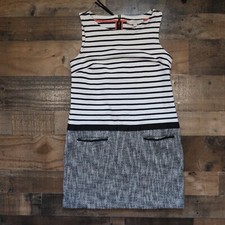 LOFT Ann Taylor Size 2 Sleeveless Mini Dress Striped Bodice Dropped Waist