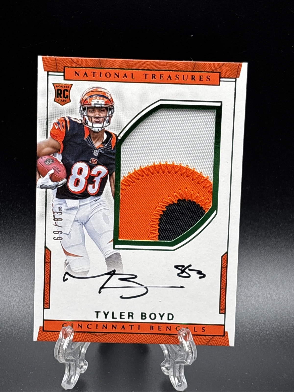 2016 Panini National Treasures Tyler Boyd Green Numbers Rookie Patch Auto 69/83