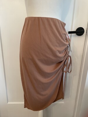 Women s NWT Open Edit Side Ruched Skirt in Tan Mocha Size M