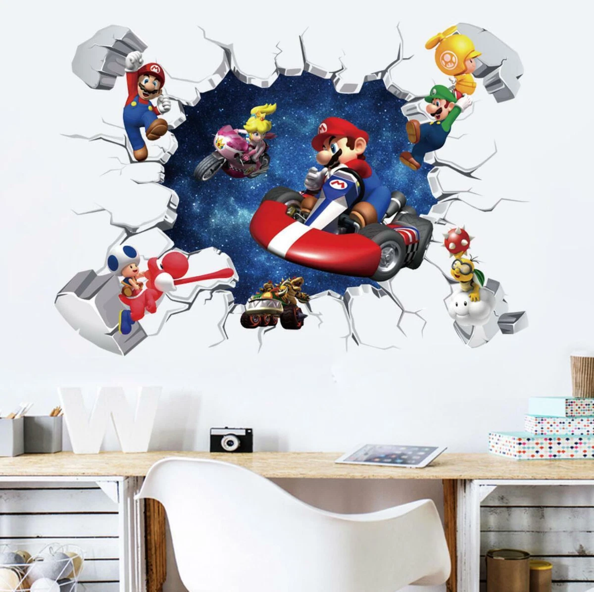 NEW 3D Super Mario Kart Bros Removable Wall Stickers Decal Kids Home Decor  USA