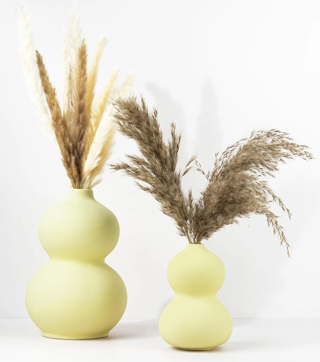 Conjunto De 2 Flor Cerámica Jarrón Olla Decoración Hogar Artículo Terroso Mate