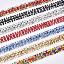 3 Yards Rhinestone Chain Trim Diamante Ribbon Crystal Trimming Sewing Craft