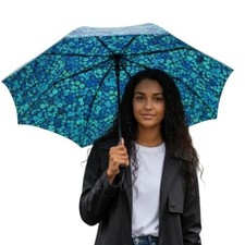 NWT ShedRain UnbelievaBrella Monet Reverse Closing Umbrella Automatic Open Close