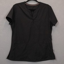 Ava Therese Jacquard Lynx black scrub top-M