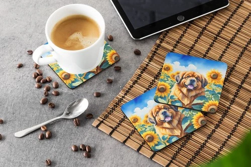 Caroline's Treasures Tibetan Mastiff in Sunflowers Coasters - Thumbnail 5
