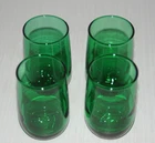 Vintage MCM Anchor Hocking Forest Green 3.5" Juice Glasses - Set of 4 - EC
