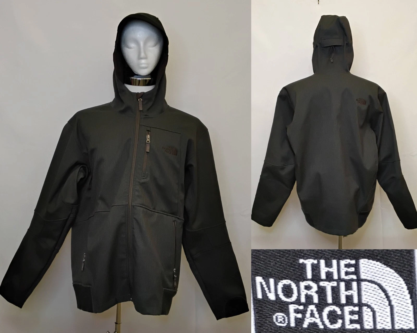 The North Face Apex Softshell Jacket Men's XL Dark Gray Hooded #J5566