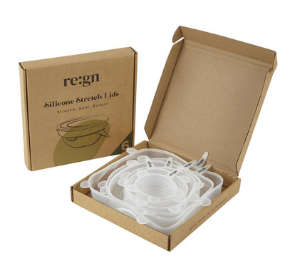 Wiederverwendbare Silikondeckel Natur Plastikfrei Runddeckel - 6er Set Lebensmittel Verpackung Abdeckung
