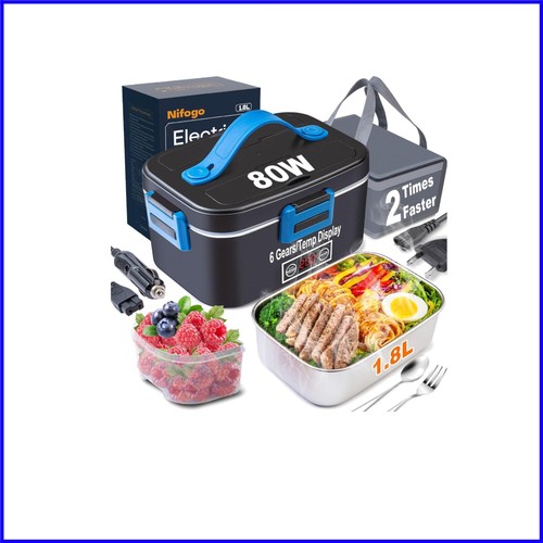 Porta Pranzo Elettrico 1,8L con Display Digitale Temperatura e Set Posate Inox