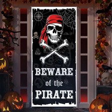 Pirate Door Cover Decorations for Halloween Pirate Themed Party Decor: Horror Sk