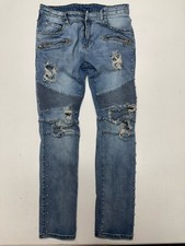 Balmain Paris Studded Moto Biker Jeans Distressed Zip Denim Men’s Italy