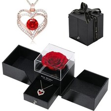 Eternal Preserved Rose Gift Box With Necklace Girlfriend Valentine's Gift