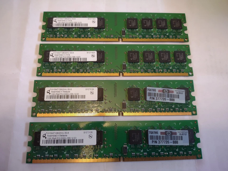 Qimonda 4GB (4x1GB), 240-pin, PC2-5300 (DDR2-667MHz), 1.8V, CL5, UDIMM - Image 2 of 4