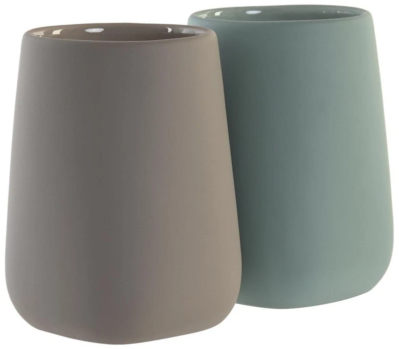 Bicchiere Bagno Dolomite Beige o Verde Menta Porta Spazzolini Spazzolino, fotografia 8 di 9
