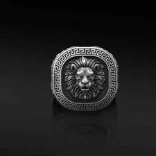 Lion Head Men's Ring Solid 925 Sterling Silver Turkish Jewelry Size 7-15