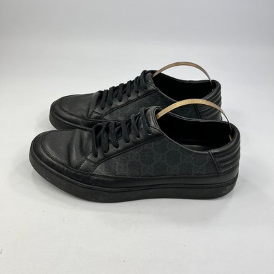 Gucci Brooklyn Monogram Herren Schwarz Leder Designer Turnschuhe UK 6 Schnürschuhe Freizeit