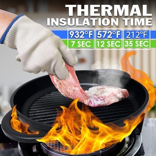 KETAR 2 Pairs Heat Resistant Gloves for Grilling - 9.5 Inch Durable Aramid BBQ