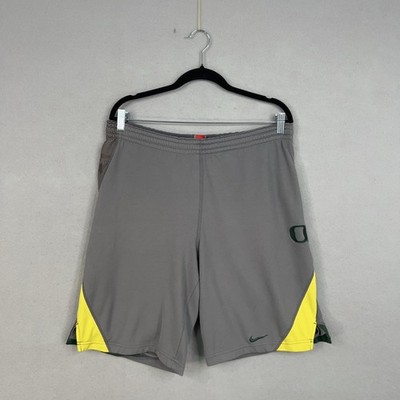 Vintage Oregon Ducks Shorts Mens Large Gray Green NCAA Training Nike Fit Dry