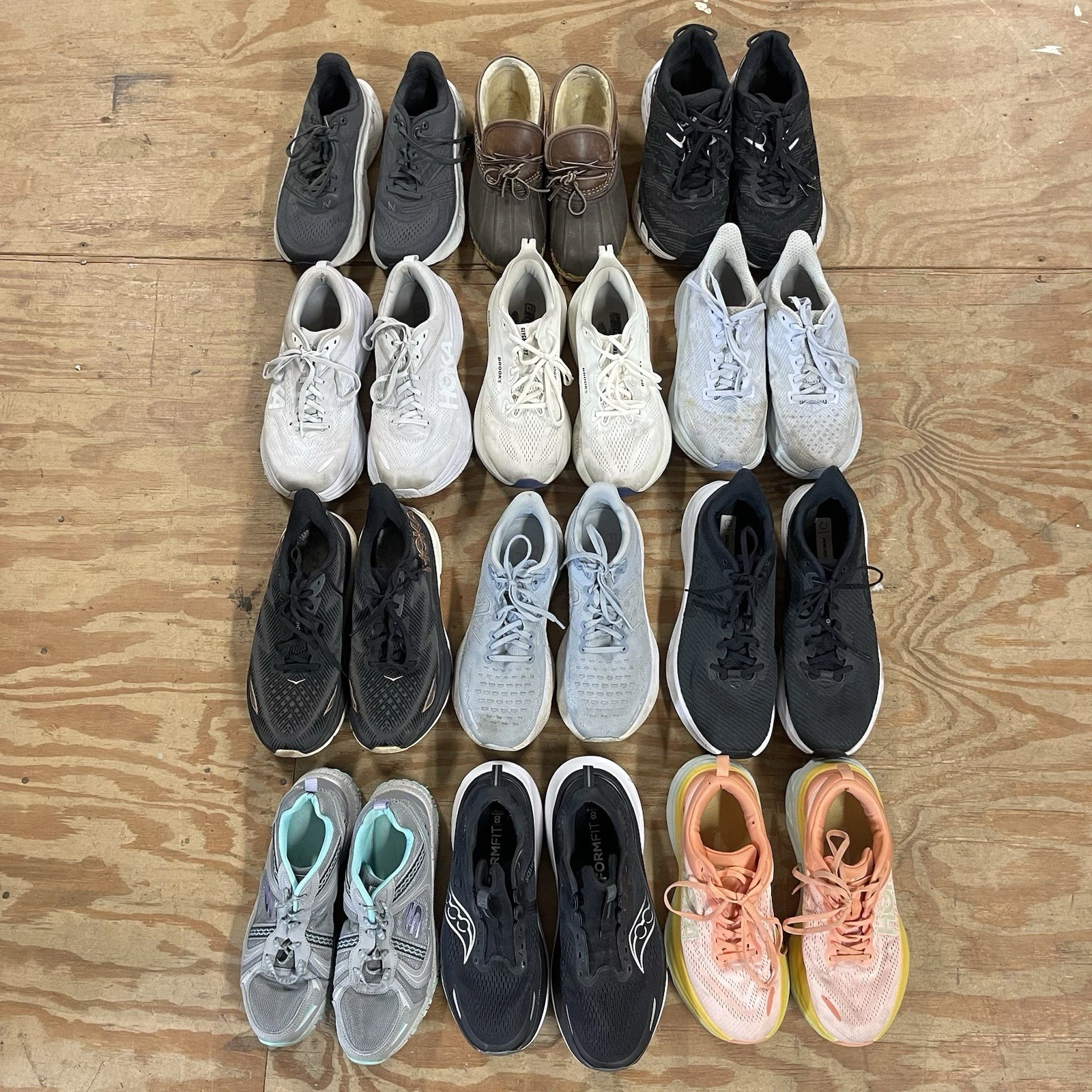 Lot 12 Pairs Of Athletic Shoes Bulk Wholesale Reseller Hoka Brooks Saucony Nike