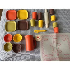Vtg Tupperware Play Set Kitchen Mini Serve Bake It Harvest Colors 25pc USA Made