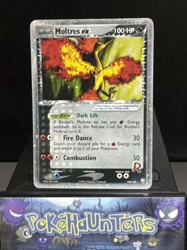 Pokemon Card Rocket's Moltres ex 100/109 Team Rocket Returns Light Play