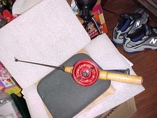 Canna da jigging Normark ELO USATA vintage pesca ghiaccio manico legno Finlandia