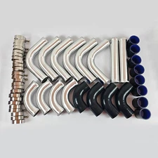 2.5" 63mmAluminum Universal Intercooler Turbo Piping+Black Hose + T-Clamp kits