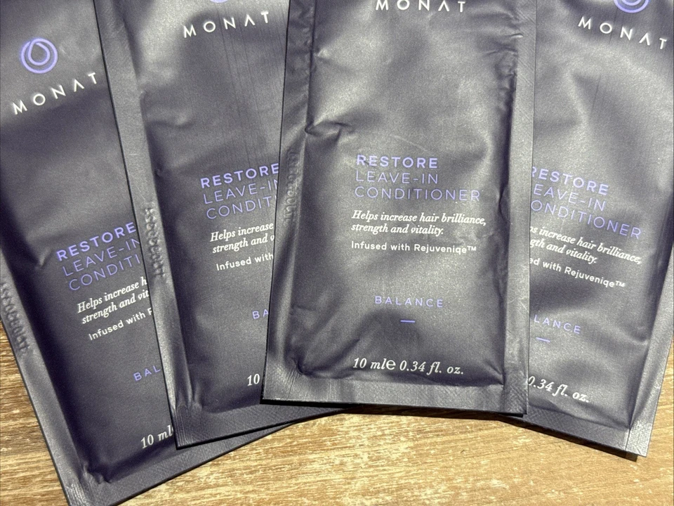 MONAT RESTORE 免洗护发素 0.34 盎司 10 毫升样品 4 件装 — 第 2/4 张图片