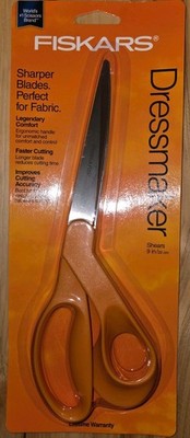 Fiskars Bent Scissors Shears Dressmaker Right 9'' Orange New Fabric Upholstery 
