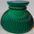 Vintage Emerald Green Cased Milk Glass Student Lamp Shade Ribbed 6" Fitter OLD