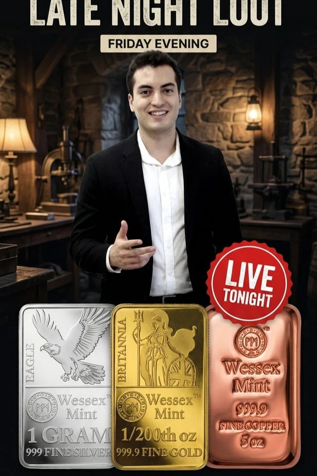 Wessex Mint Bullion Deals – Gold, Silver, Copper - Auctions starting at £2!