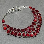 Faceted Mozambique Garnet Pear Shape Gemstone Jewelry Handmade Gift Necklace 18"