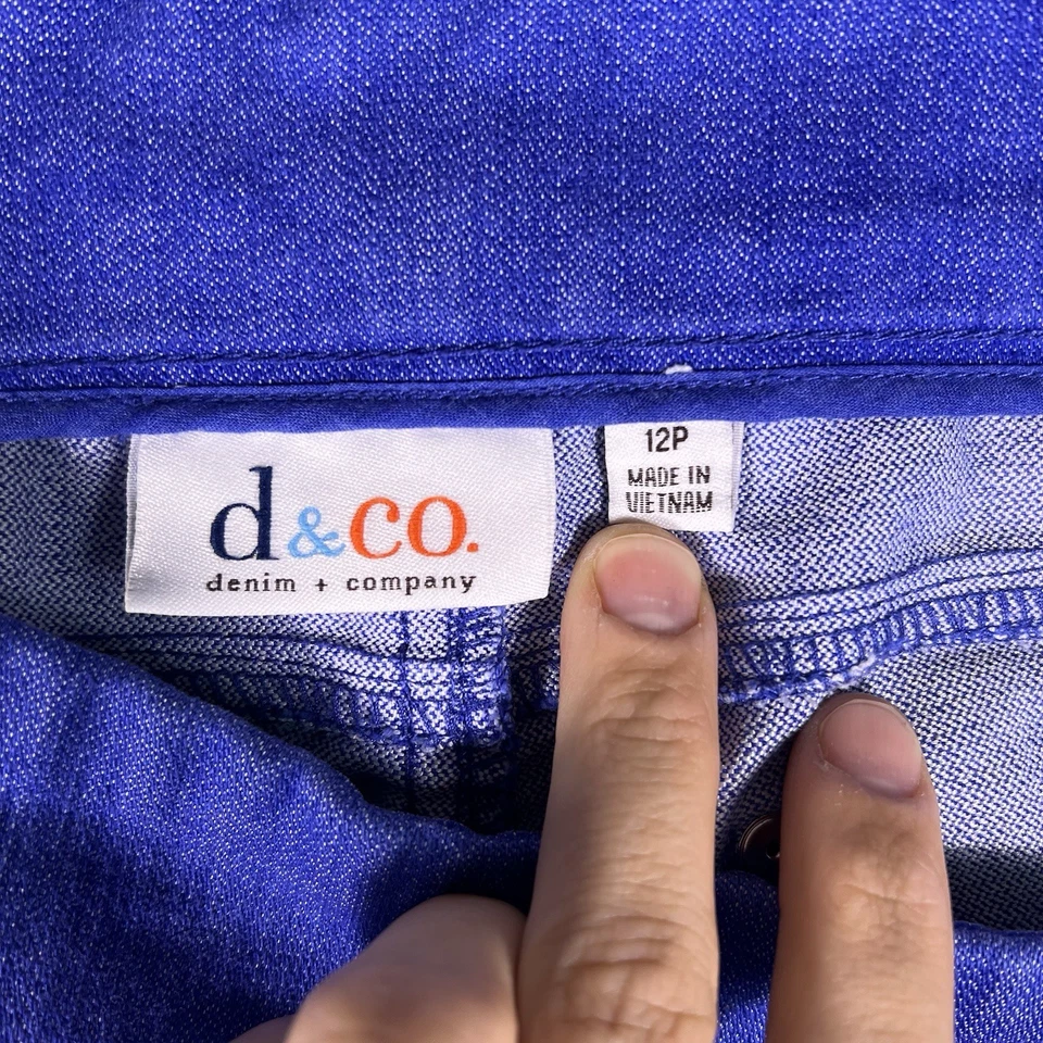 Jeans Denim & Co para mujer 12P azul color vibrante elástico, se adapta a 34x26,5 Foto 4 de 4