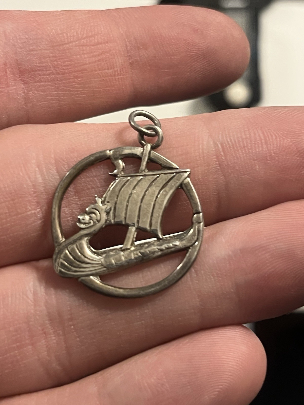 Solid 925 Sterling Silver Viking Age Sailboat / L… - image 1