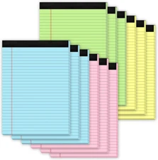 Legal Pads 8.5 X 11 Colored Note Pads, 12 Pack Colored Paper Pads 8.5 X 11 Lined