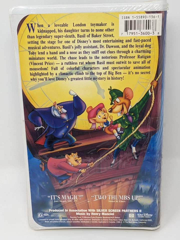 Disney Black Diamond VHS The Great Mouse Detective Sealed NEU - Bild 2 von 4