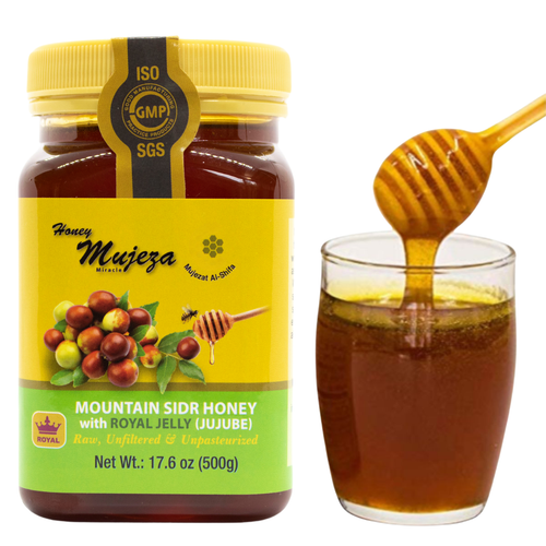 Mujeza Raw Mountain Sidr Honey with 100% Enriched Pure Fresh Royal Jelly 500g