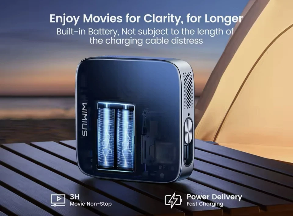 WiMiUS Mini-Projektor Android 11.0 DLP, UST, FHD 1080P, WiFi - Bild 3 von 4