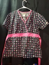 Cherokee Body Women's Work Scrubs Geometric Floral Pattern, Size Small. V Neck
